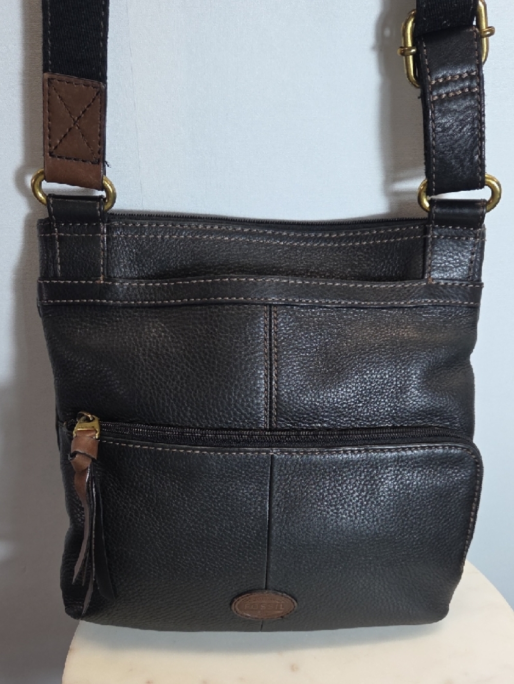 Fossil Black and Brown Leather Crossbody Bag - Picture 6 of 11